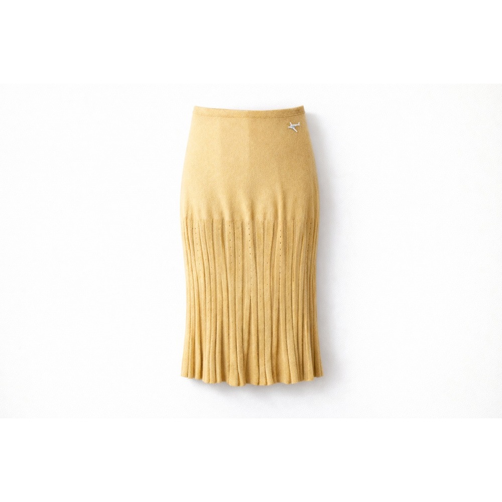 CHANEL 2008 Cruise Runway Butter Yellow Pleated Skirt NWT Airplane Pin FR42 - Picture 2 of 10